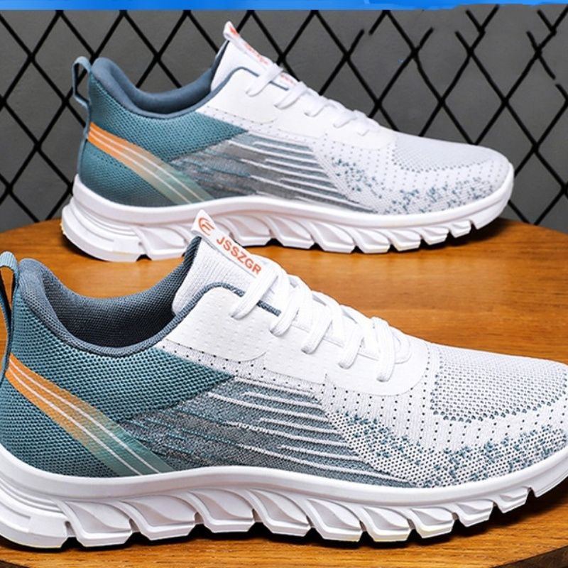 Men shoes new flying woven running shoes Men's casual sports shoes students fashion sneakers Lightweight Athletic Gym Walking Shoes youth soft-soled mesh sneakers  Fashion Sneakers