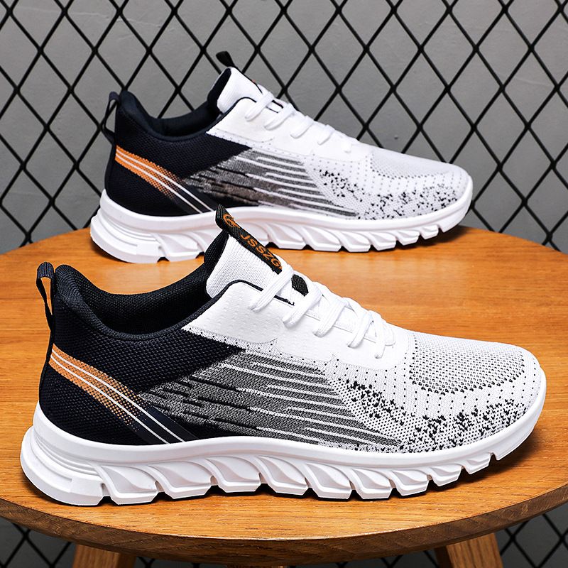 Men shoes new flying woven running shoes Men's casual sports shoes students fashion sneakers Lightweight Athletic Gym Walking Shoes youth soft-soled mesh sneakers  Fashion Sneakers