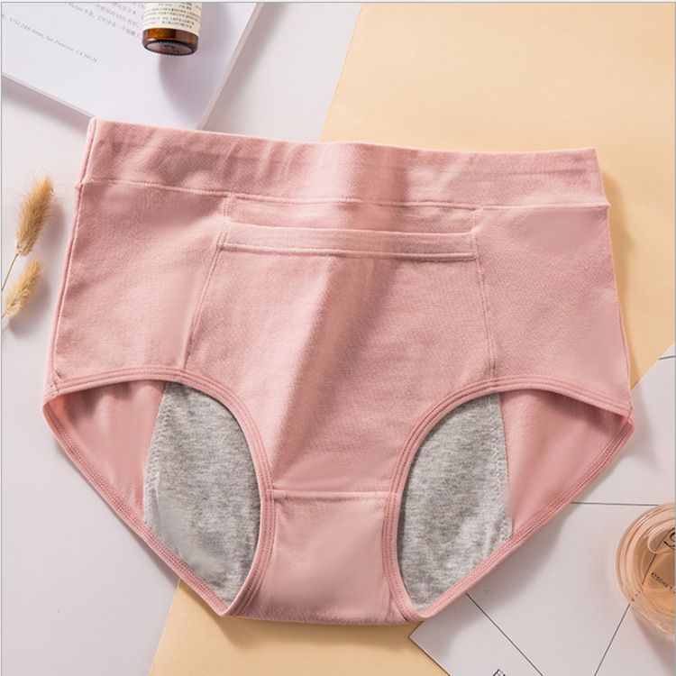 4PCS High Waist Pure Cotton Physiological Panties Menstrual Period Leak Proof Cotton Underwear Menstruation Pants, Aunt Pants, Anti-side Leakage Briefs In the waist Warm Menstrual Women Underwear