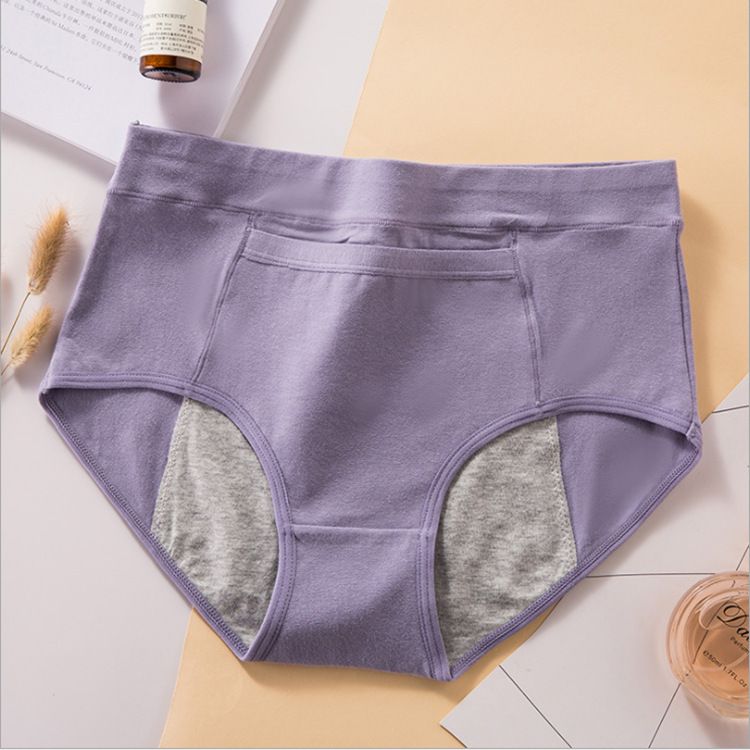 4PCS High Waist Pure Cotton Physiological Panties Menstrual Period Leak Proof Cotton Underwear Menstruation Pants, Aunt Pants, Anti-side Leakage Briefs In the waist Warm Menstrual Women Underwear
