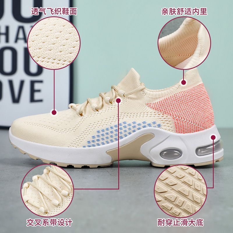 JINSHIYUAN Sneakers Breathable Mesh Outdoor Shoes Flyweave Breathable casual shoes air cushion sneakers ladies comfortable athletic casual running shoes girls breathable gym shoes comfortable walking