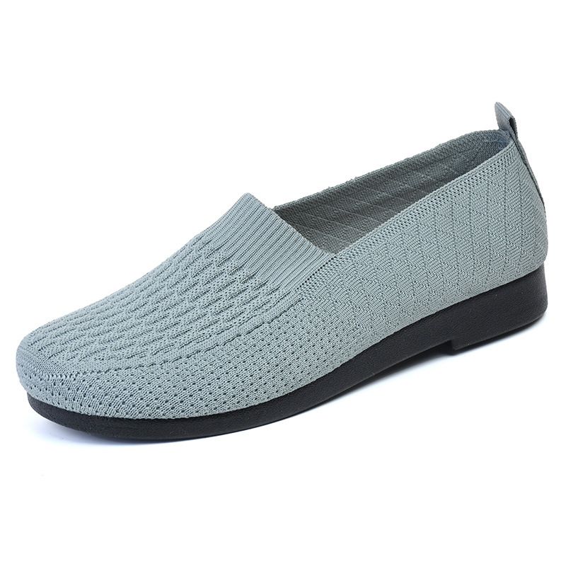 Women Loafers Fly Weaving Breathable Soft Sole ladies single shoes Fashion Casual Mom Shoes Loafers & Slip-Ons Flat shoes 【Choose 1 size larger than usual】