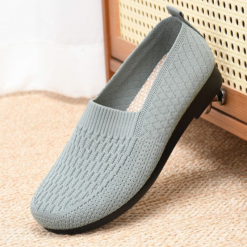 Women Loafers Fly Weaving Breathable Soft Sole ladies single shoes Fashion Casual Mom Shoes Loafers & Slip-Ons Flat shoes 【Choose 1 size larger than usual】