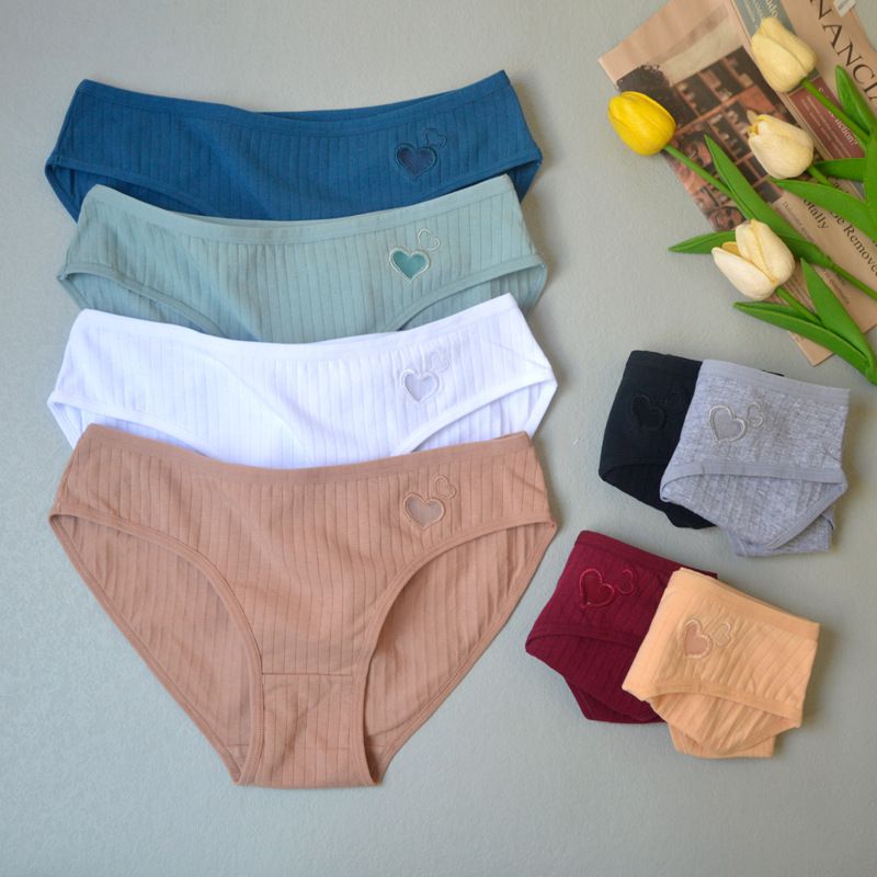4pc Women's Cotton Underwear multi-color lingerie middle waist briefs cute girls triangle panties mid-waist student panties Ladies cotton briefs lingerie