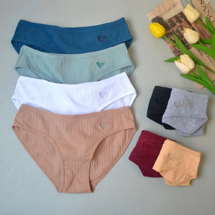 4pc Women's Cotton Underwear multi-color lingerie middle waist briefs cute girls triangle panties mid-waist student panties Ladies cotton briefs lingerie