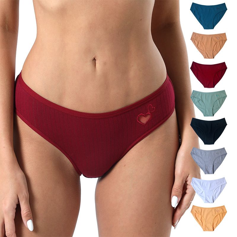 4pc Women's Cotton Underwear multi-color lingerie middle waist briefs cute girls triangle panties mid-waist student panties Ladies cotton briefs lingerie