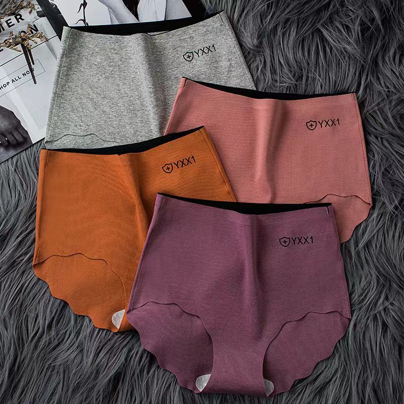 4PC Pure Cotton Women Underwear  Seamless Hipster Panties Cotton High Waisted Tummy Tightening No Trace Panties Cotton Antibacterial Large Size Women's Briefs Panties  Ladies Bikini No Show Panty Line