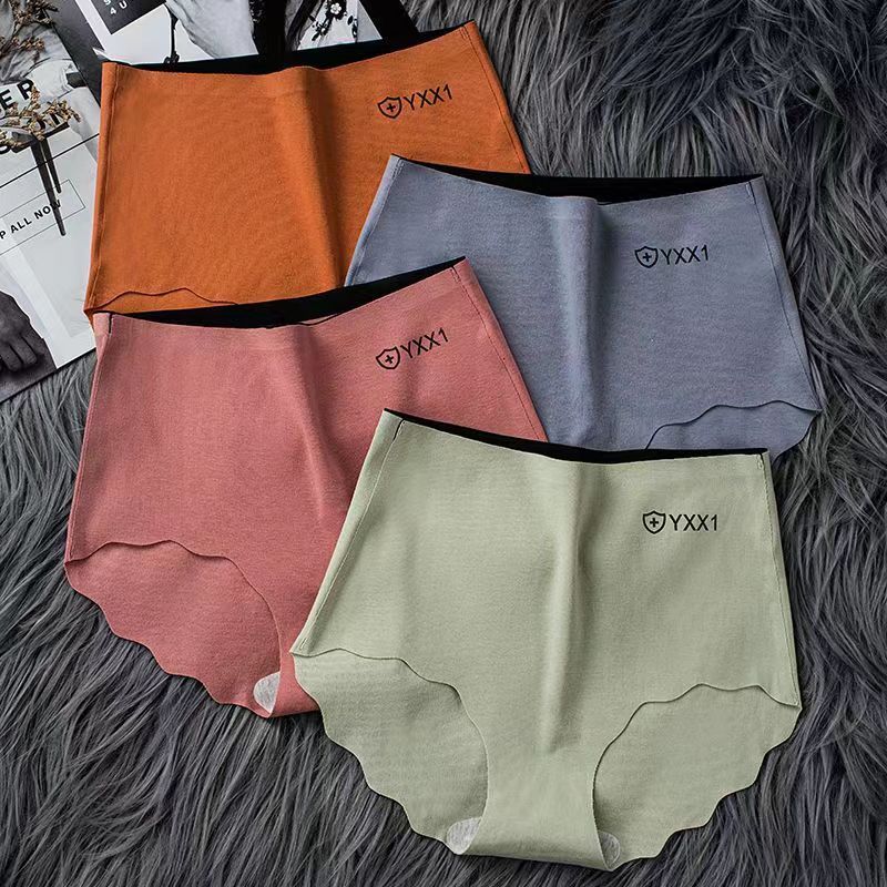 4PC Pure Cotton Women Underwear  Seamless Hipster Panties Cotton High Waisted Tummy Tightening No Trace Panties Cotton Antibacterial Large Size Women's Briefs Panties  Ladies Bikini No Show Panty Line