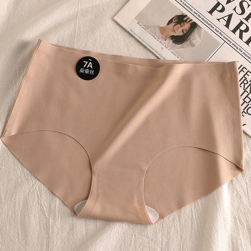 4PCS IKAAN Women's Panties seamless ice silk panties women's antibacterial middle waist breathable briefs Seamless Hipster Panties No Show Panty Lines Women's Sports Yoga Panties