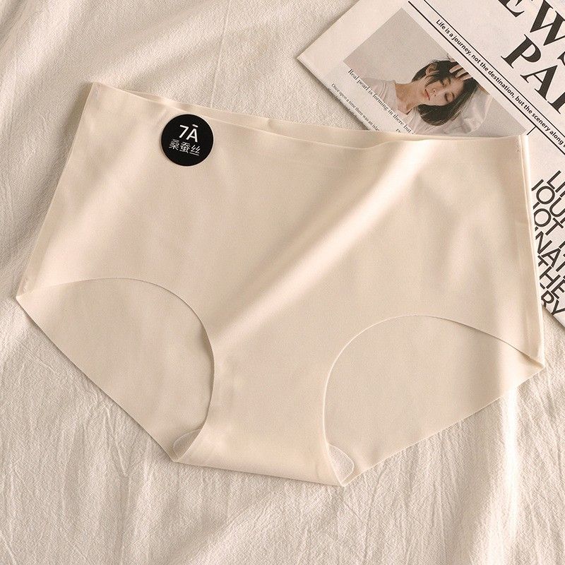 4PCS IKAAN Women's Panties seamless ice silk panties women's antibacterial middle waist breathable briefs Seamless Hipster Panties No Show Panty Lines Women's Sports Yoga Panties