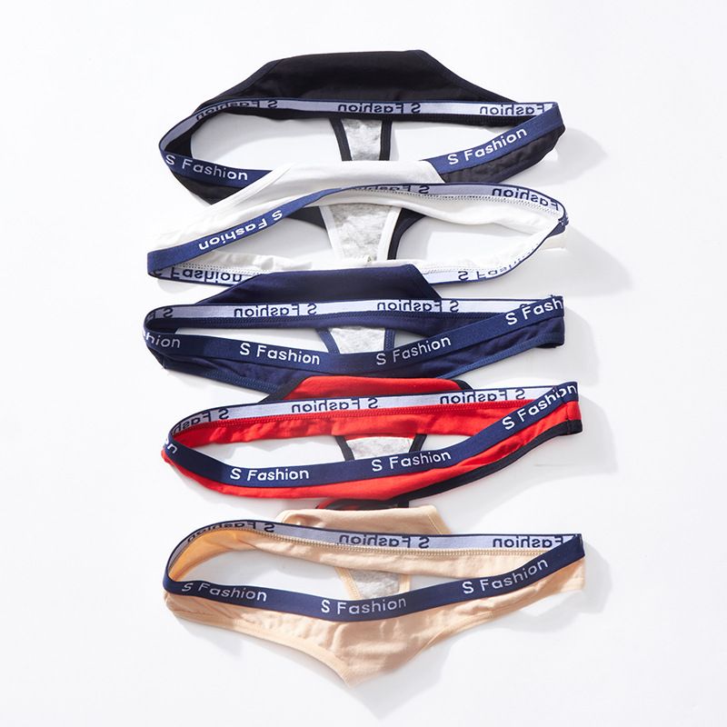 4PCS Comfortable Cotton Women's Panties Fashion Letters Printed Sexy Seamless Panties Ladies Low Waisted Seductive Thong