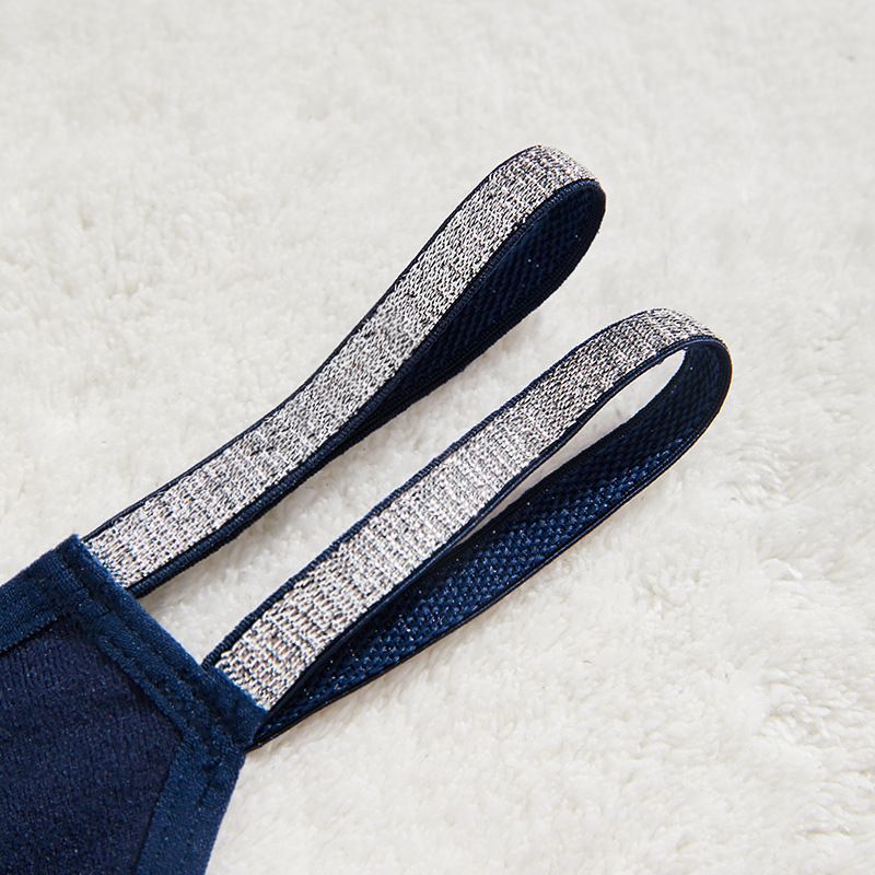 LISHER 3PCS Women Sexy Low Waist Panties American Solid Color Triangle Bikini  Gstring Thong Glitter Cross Spaghetti Strap Hollow out Bikini Low Rise Panties