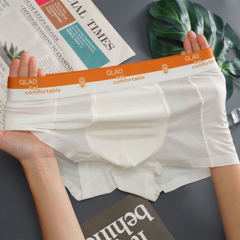 3PCS Hot Sale Men's Ice Silk Underwear Air Conditioning Pants Lightweight Breathable Mesh Boxer Briefs Hollow Out Ice Silk Underwear