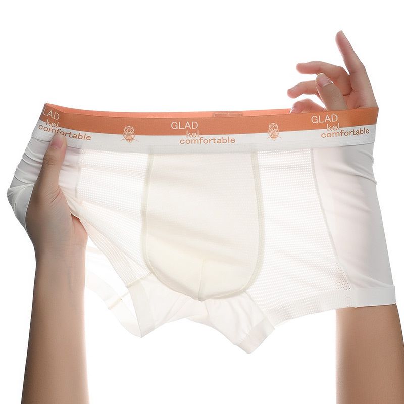 3PCS Hot Sale Men's Ice Silk Underwear Air Conditioning Pants Lightweight Breathable Mesh Boxer Briefs Hollow Out Ice Silk Underwear