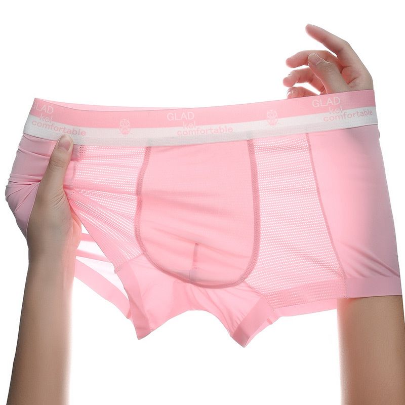 3PCS Hot Sale Men's Ice Silk Underwear Air Conditioning Pants Lightweight Breathable Mesh Boxer Briefs Hollow Out Ice Silk Underwear