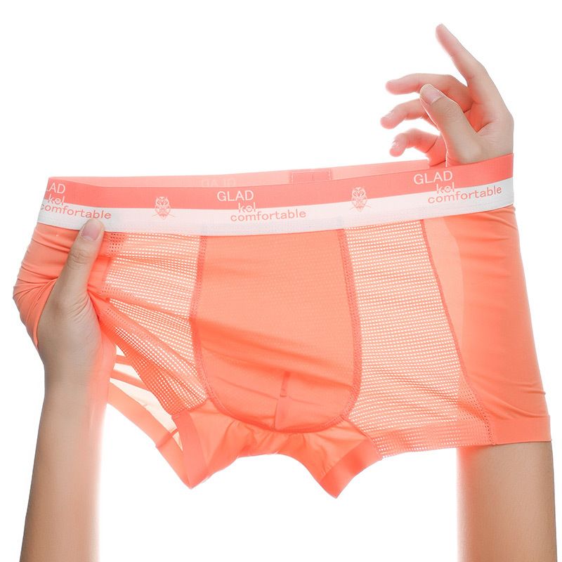 3PCS Hot Sale Men's Ice Silk Underwear Air Conditioning Pants Lightweight Breathable Mesh Boxer Briefs Hollow Out Ice Silk Underwear