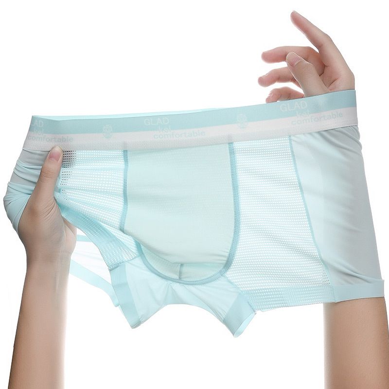 3PCS Hot Sale Men's Ice Silk Underwear Air Conditioning Pants Lightweight Breathable Mesh Boxer Briefs Hollow Out Ice Silk Underwear