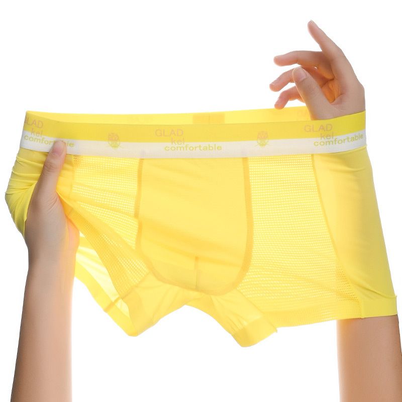 3PCS Hot Sale Men's Ice Silk Underwear Air Conditioning Pants Lightweight Breathable Mesh Boxer Briefs Hollow Out Ice Silk Underwear