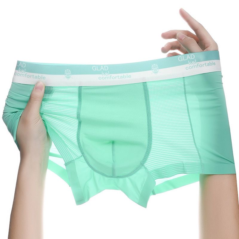 3PCS Hot Sale Men's Ice Silk Underwear Air Conditioning Pants Lightweight Breathable Mesh Boxer Briefs Hollow Out Ice Silk Underwear
