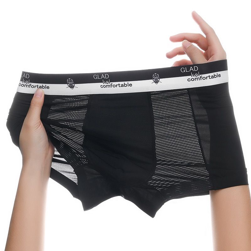3PCS Hot Sale Men's Ice Silk Underwear Air Conditioning Pants Lightweight Breathable Mesh Boxer Briefs Hollow Out Ice Silk Underwear