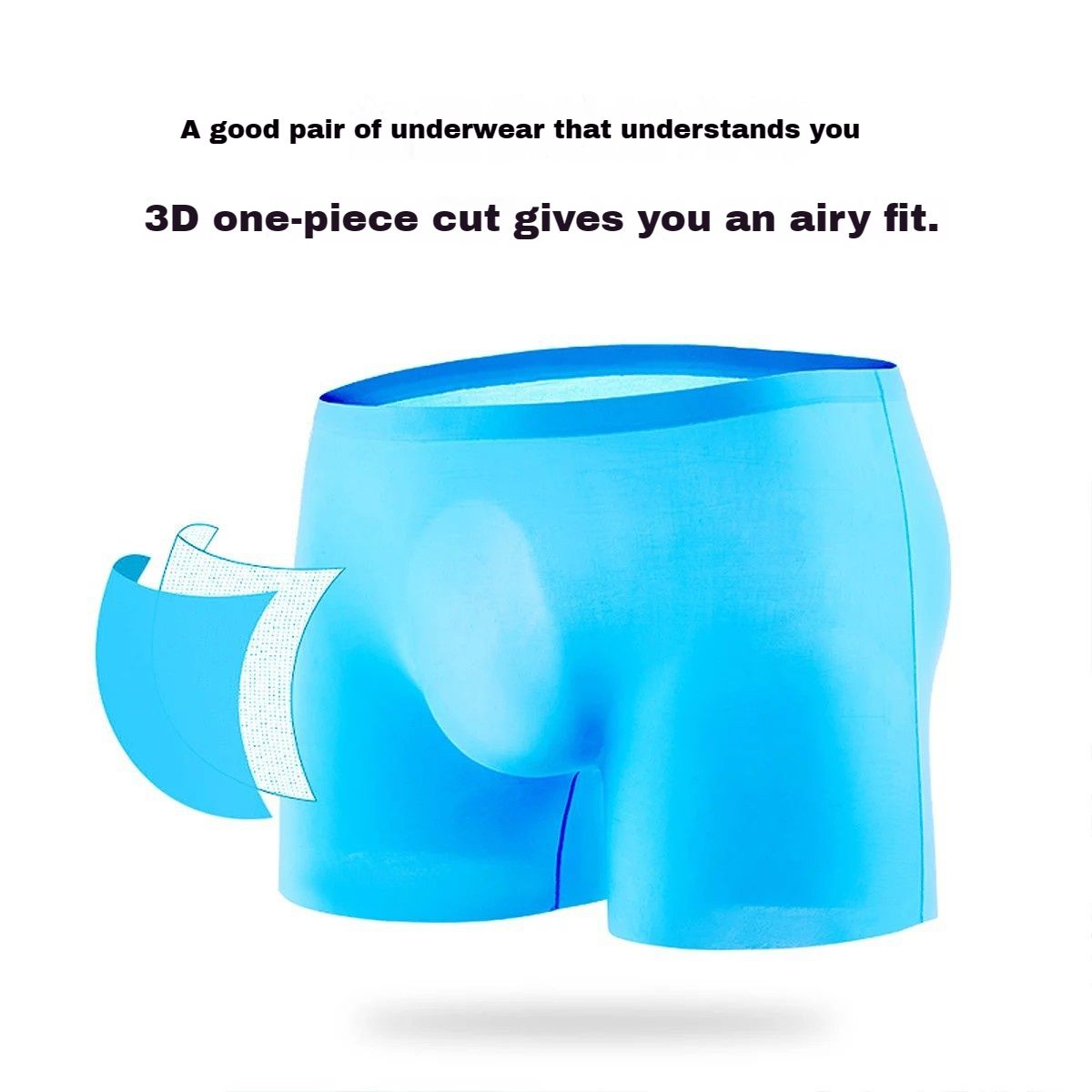 3PCS Men's underwear men's ultra-thin transparent ice silk seamless panties 3D boxer briefs without trace trend personality breathable men's boxers teen sports breathable boxer Briefs  Quick-drying T