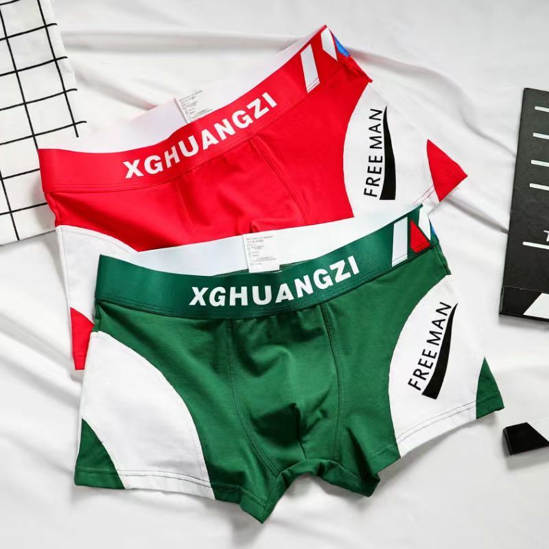 2pcs Men's underwear boxer cotton comfortable breathable underwear Boy trend personality sports boxers student underwear