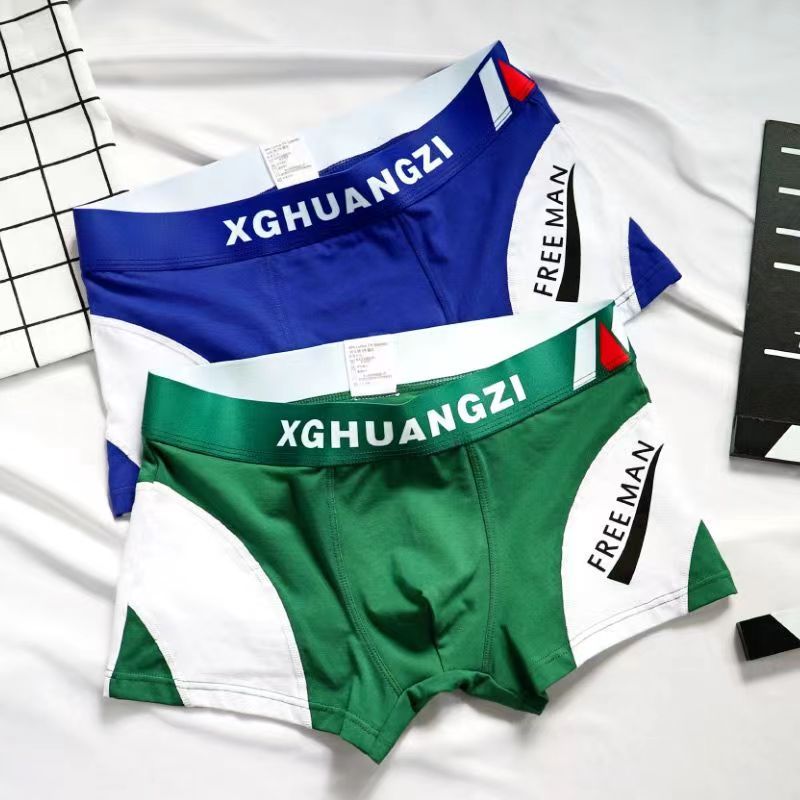 2pcs Men's underwear boxer cotton comfortable breathable underwear Boy trend personality sports boxers student underwear