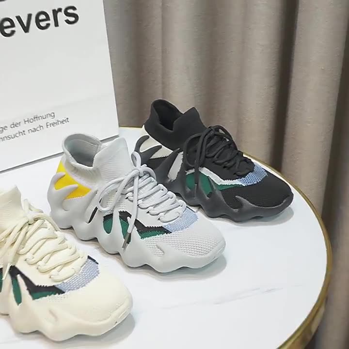 New Women's Sneakers Fly Woven Breathable Fabric Soft Sole Sports Shoes Casual Shoes Anti-slip Coconut Shoes Octopus Shoes Lace-up Breathable Mesh Outdoor Fashion Sneakers