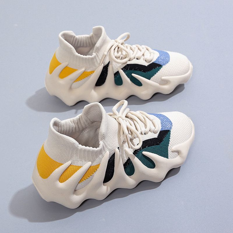 New Women's Sneakers Fly Woven Breathable Fabric Soft Sole Sports Shoes Casual Shoes Anti-slip Coconut Shoes Octopus Shoes Lace-up Breathable Mesh Outdoor Fashion Sneakers