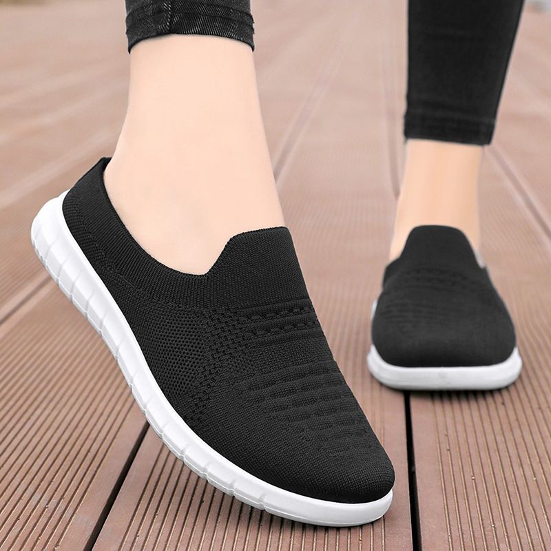 JINSHIYUAN 2024 New Women's Slippers Breathable Flyknit Casual Half Slippers  trendy Women's casual shoes Fashion half slippers Shallow Mouth Lazy Shoes Versatile casual shoes