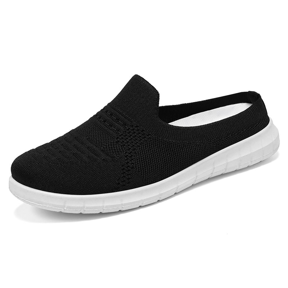 JINSHIYUAN 2024 New Women's Slippers Breathable Flyknit Casual Half Slippers  trendy Women's casual shoes Fashion half slippers Shallow Mouth Lazy Shoes Versatile casual shoes