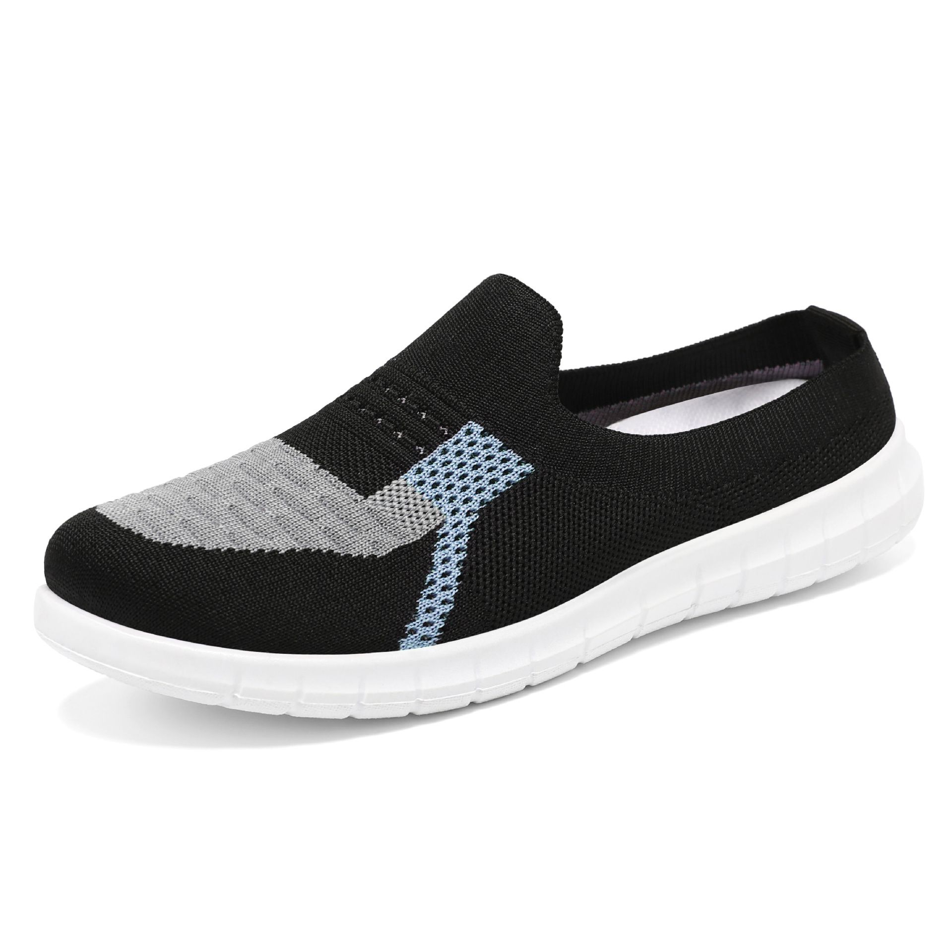 JINSHIYUAN 2024 New Women's Slippers Breathable Flyknit Casual Half Slippers  trendy Women's casual shoes Fashion half slippers Shallow Mouth Lazy Shoes Versatile casual shoes