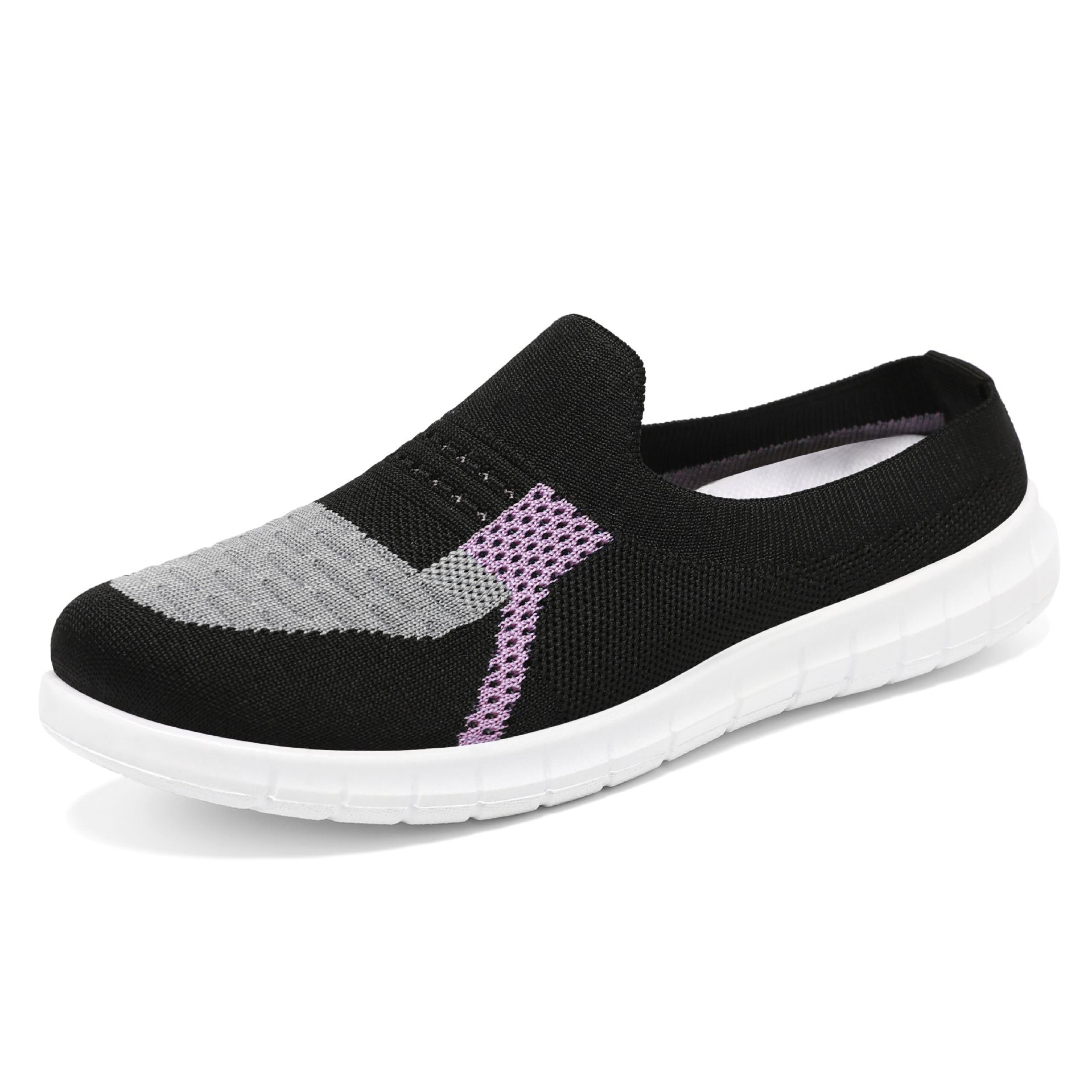 JINSHIYUAN 2024 New Women's Slippers Breathable Flyknit Casual Half Slippers  trendy Women's casual shoes Fashion half slippers Shallow Mouth Lazy Shoes Versatile casual shoes