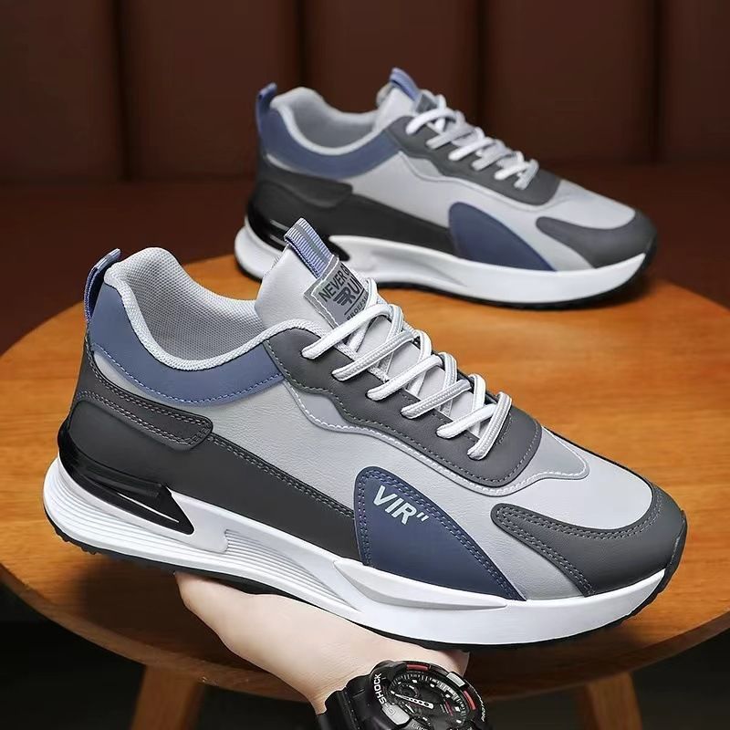 Men's casual sports shoes Lightweight soft sole lace-up sneakers Casual soft sole running shoes Trendy Sneakers Men's Flat Shoes PU Leather Athletic Casual Shoes for Men running shoes out shoes
