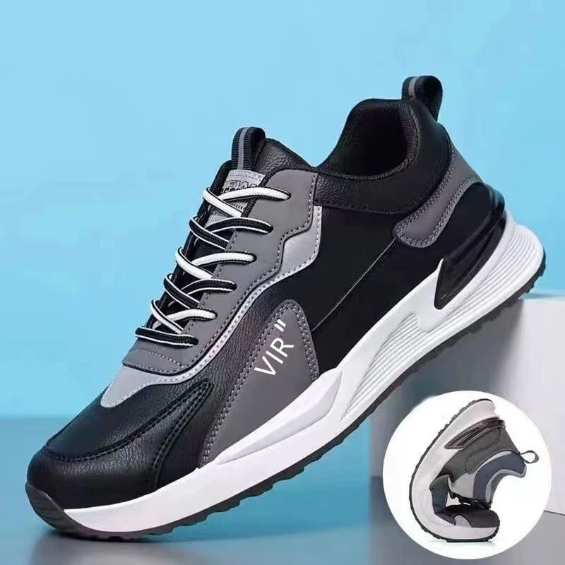 Men's casual sports shoes Lightweight soft sole lace-up sneakers Casual soft sole running shoes Trendy Sneakers Men's Flat Shoes PU Leather Athletic Casual Shoes for Men running shoes out shoes