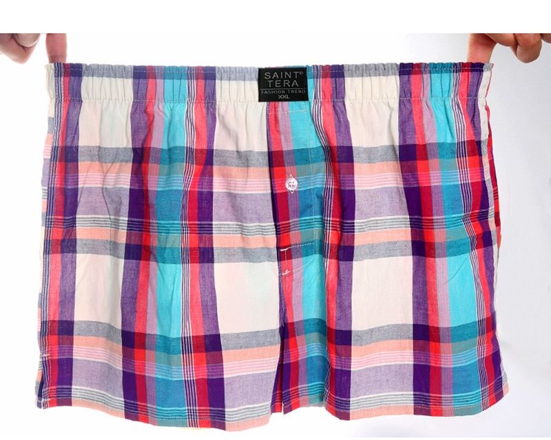 3PCS Cotton Men's Underwear Boxer Briefs Loose Boxer Cotton plaid boxer shorts Sleeping Pants Cotton Home wear underwear