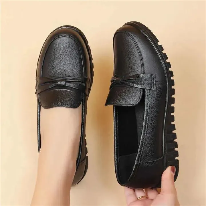 New arrival Ballerinas and Flats Loafers & Slip-Ons Women’s artificial leather single shoes Ladies soft sole mother shoes non-slip flats Loafers Bowknot Doug shoes Waterproof and oilproof soft leather