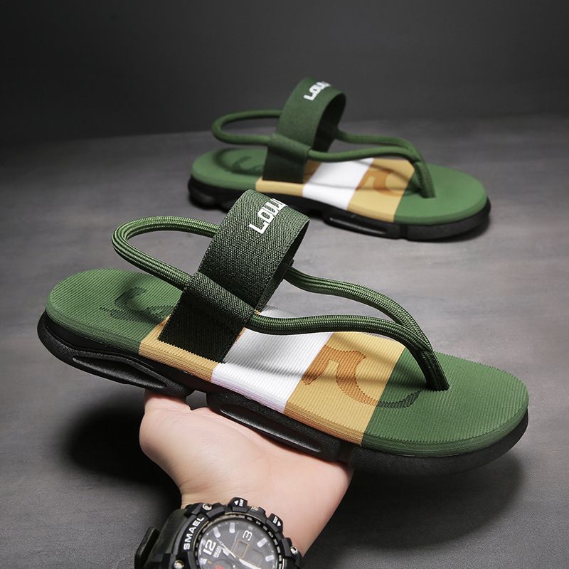 LOULUEN 2024 NEW sandals Men's slippers Two Users Outdoor Casual Beach Shoes Thick bottom non-slip open toe sandals Fashion Man Non-Slip Slippers  Casual Flip-Flops Air Force Fashion Boy's Household