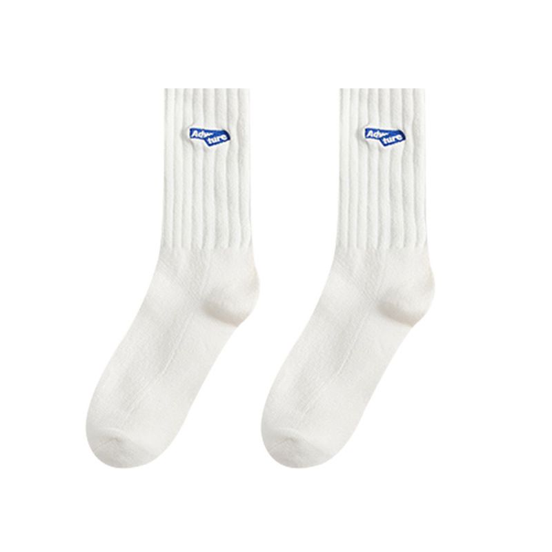 QIAOSHANU 5 Pairs Men's Socks Men's medium socks white anti-odor sports socks trend basketball socks long socks Autumn and Winter Anti-Odor Sweat Sports Sock Men's cotton socks