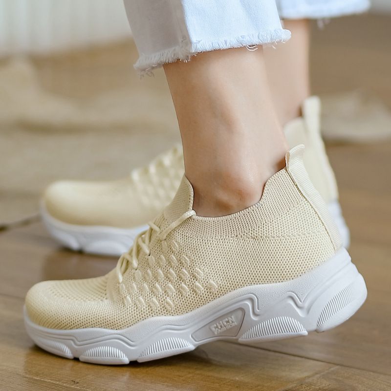 HONGXIANG ladies comfortable athletic casual running shoes girls soft soled cloth shoes students flats shoes Ladies' breathable casual shoes students casual sneakers Breathable mesh thick bottom shoes