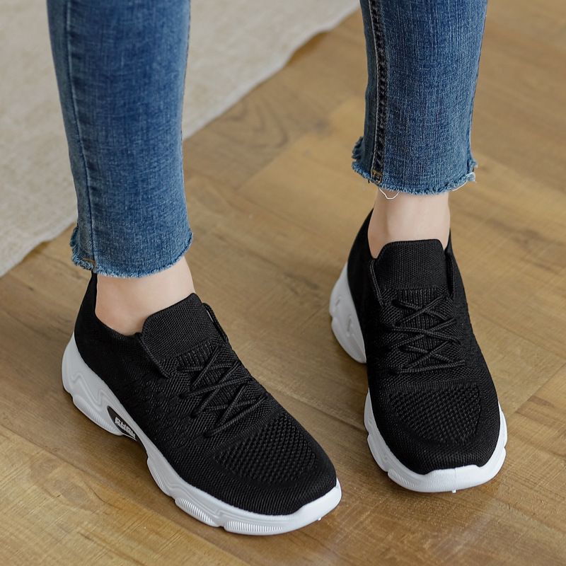 HONGXIANG ladies comfortable athletic casual running shoes girls soft soled cloth shoes students flats shoes Ladies' breathable casual shoes students casual sneakers Breathable mesh thick bottom shoes