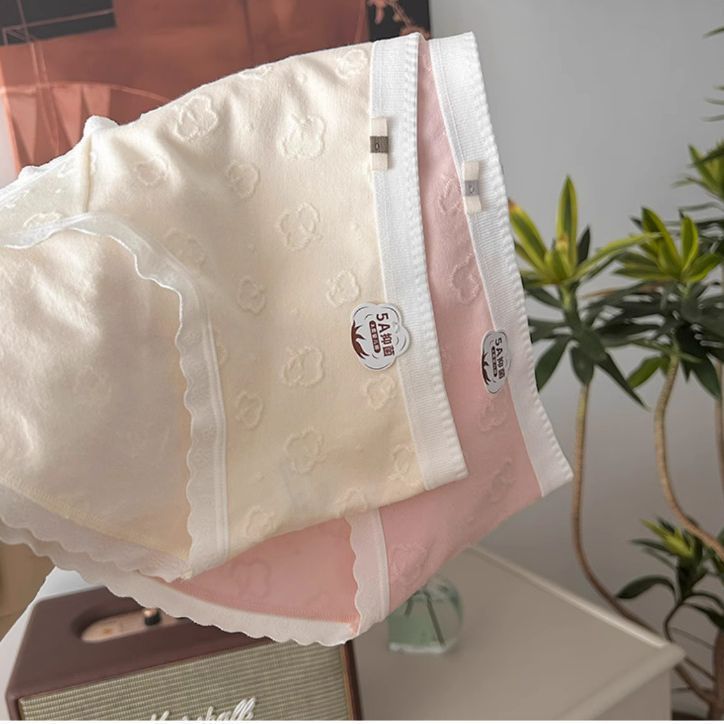 YISIMI 5PCS 5AA Baby Cotton Girls Cotton Panties Women Cotton Antibacterial Mid Waist Panties Cute sweet girls' mid-rise panties women's cotton non-marking hipster panties（Choose one size larger）