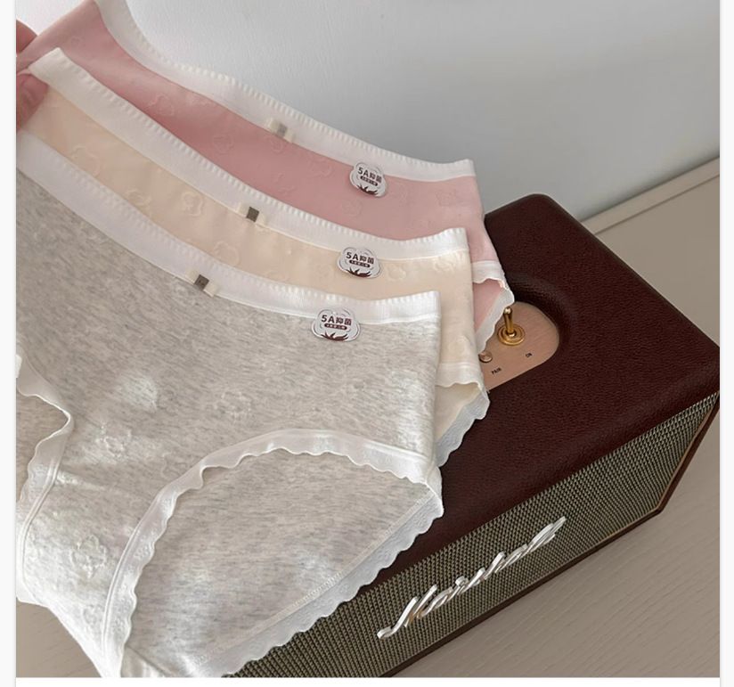 YISIMI 5PCS 5AA Baby Cotton Girls Cotton Panties Women Cotton Antibacterial Mid Waist Panties Cute sweet girls' mid-rise panties women's cotton non-marking hipster panties（Choose one size larger）