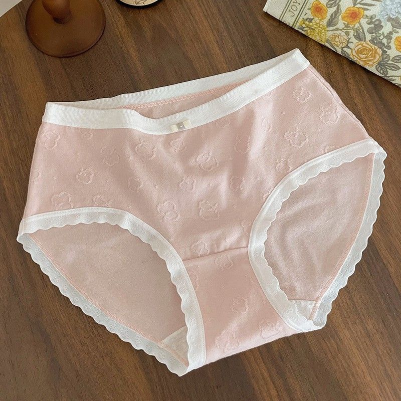 YISIMI 5PCS 5AA Baby Cotton Girls Cotton Panties Women Cotton Antibacterial Mid Waist Panties Cute sweet girls' mid-rise panties women's cotton non-marking hipster panties（Choose one size larger）
