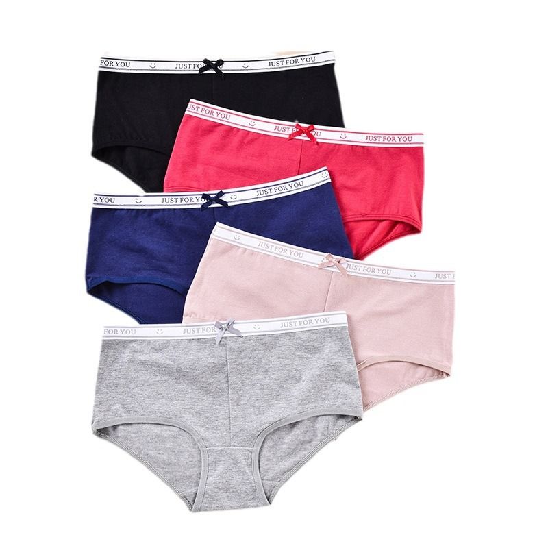 4PCS New Arrival Cotton ladies underwear Student Panties Fashion Bikini Pants Hipster Panties Simple Girls Solid Color Panties Comfortable breathable low-rise panties Letter Waistband Panties