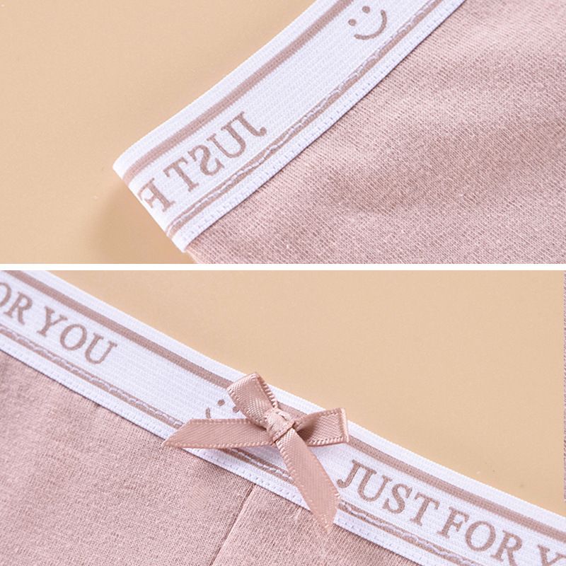 4PCS New Arrival Cotton ladies underwear Student Panties Fashion Bikini Pants Hipster Panties Simple Girls Solid Color Panties Comfortable breathable low-rise panties Letter Waistband Panties