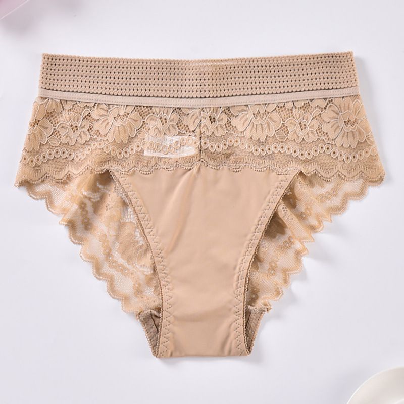 CINVIK  5Pcs Ladies Comfort Lace Underwear Women's High Waist Lace Panties Pure cotton crotch sexy see-through lace girls pantiesFD35958388