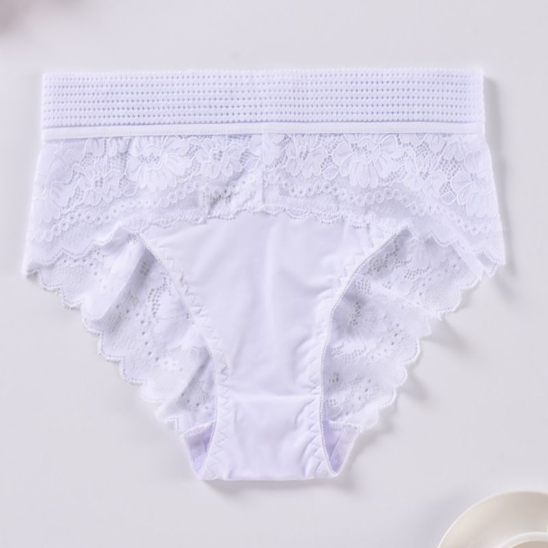 CINVIK  5Pcs Ladies Comfort Lace Underwear Women's High Waist Lace Panties Pure cotton crotch sexy see-through lace girls pantiesFD35958388
