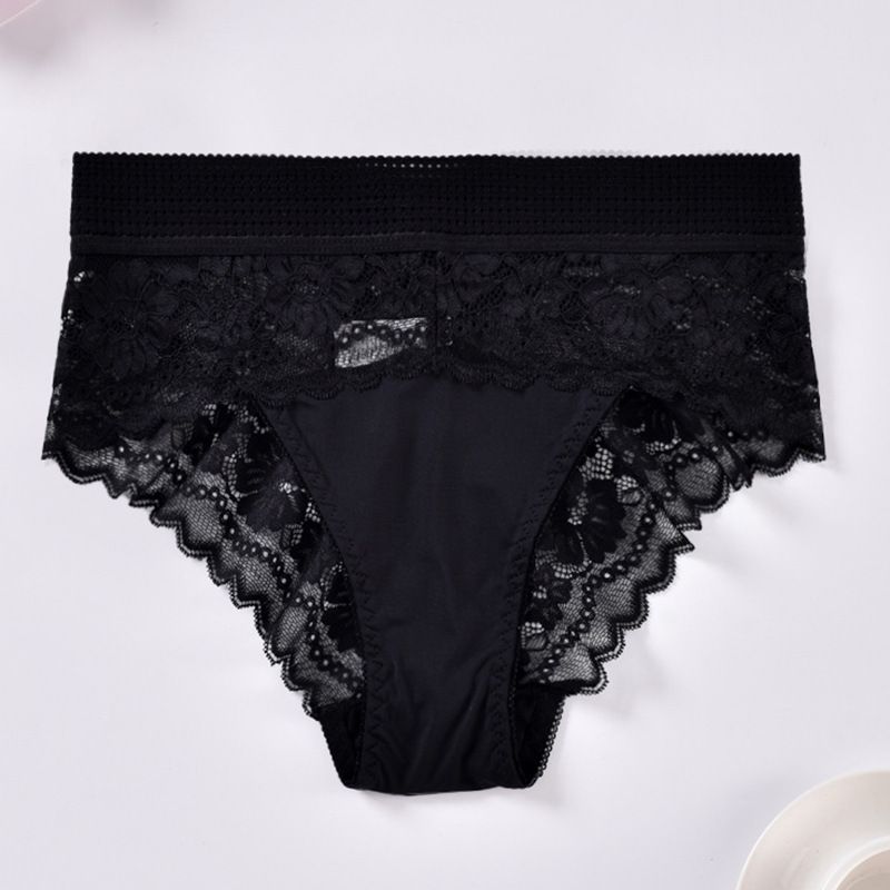 CINVIK  5Pcs Ladies Comfort Lace Underwear Women's High Waist Lace Panties Pure cotton crotch sexy see-through lace girls pantiesFD35958388