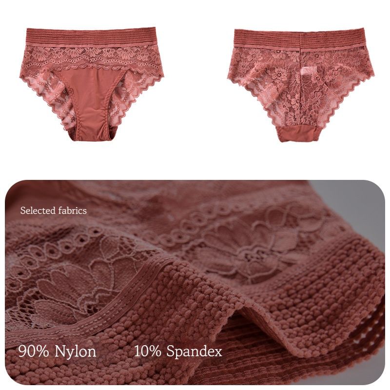 CINVIK  5Pcs Ladies Comfort Lace Underwear Women's High Waist Lace Panties Pure cotton crotch sexy see-through lace girls pantiesFD35958388